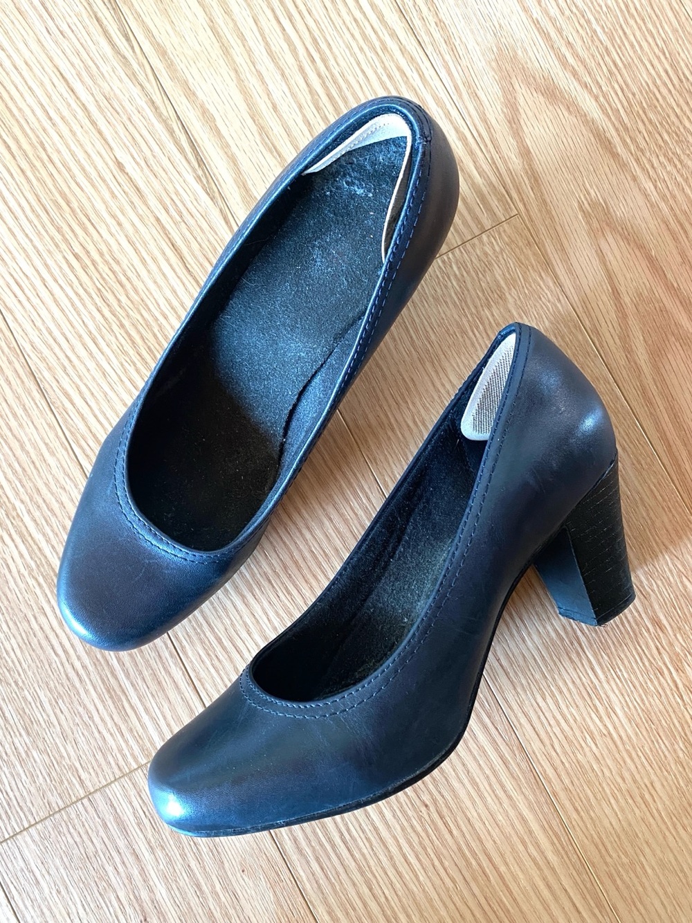 Classic Navy Leather High Heels
